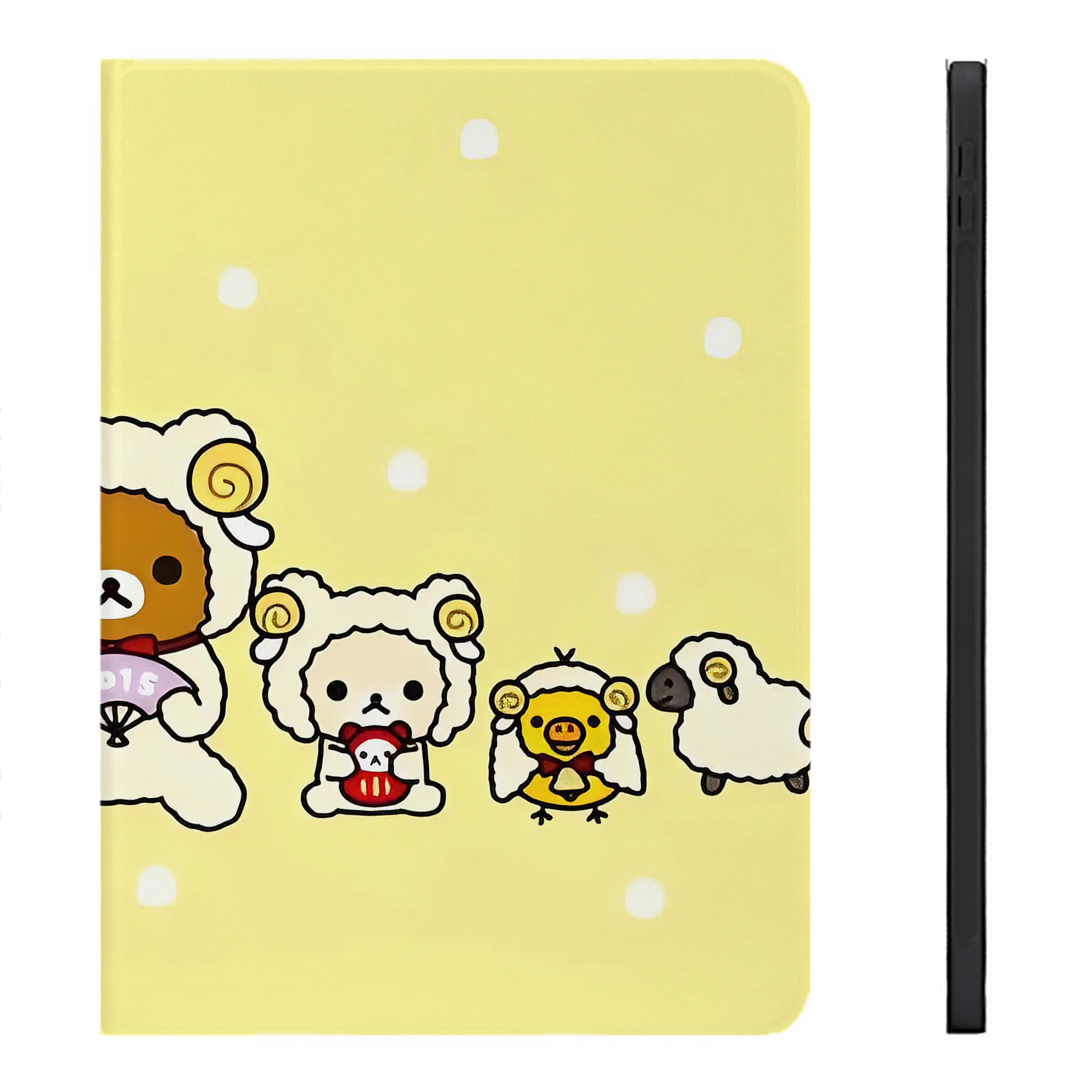 （画像用） リラックマ リラックマ キイロイトリ Rilakkuma Korilakkuma Kiiroitori IPadケース ペンホルダー付き ブックスタイルデザイン